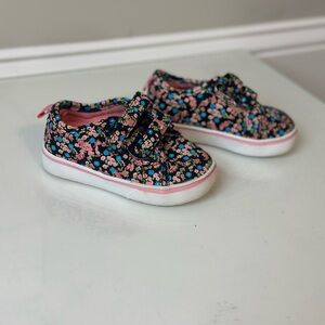 Wonder Nation Black and Pink Floral Sneakers